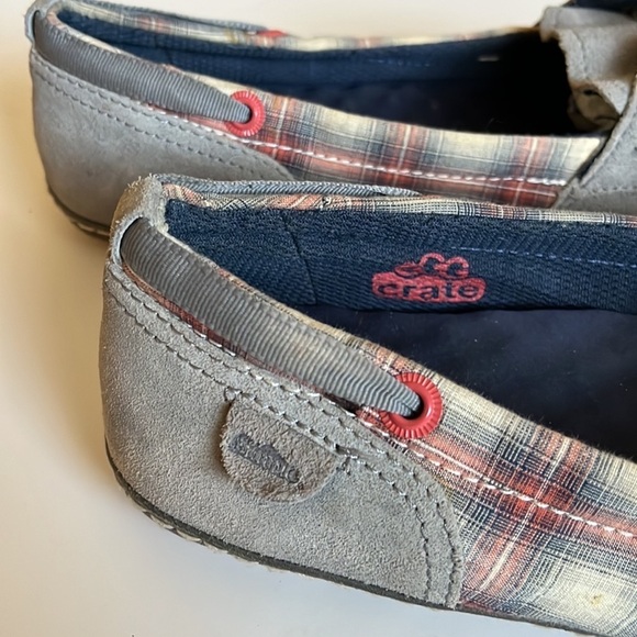 Simple Womens‎ Gray Suede Plaid Fabric Boat Shoes Sailing Flat Slip On Loafer - Picture 7 of 10